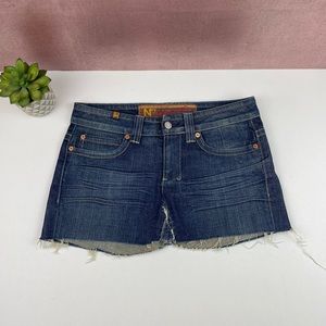 Notify Blue Denim Cut Off Mini Jean Skirt Women Size 27
